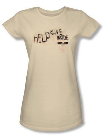 Dawn Of The Dead Juniors T-shirt Help Alive Inside Natural Tee Shirt