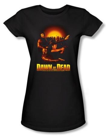 Dawn Of The Dead Juniors T-shirt Movie Dawn Collage Black Tee Shirt