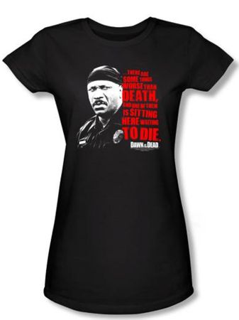 Dawn Of The Dead Juniors T-shirt Movie Worse Than Death Black Shirt