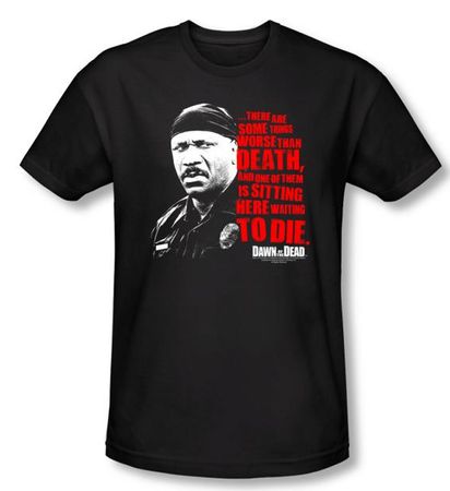 Dawn Of The Dead T-shirt Movie Worse Than Death Black Slim Fit Shirt