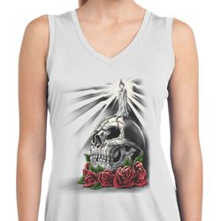 Day of the Dead Candle Skull Ladies Sleeveless Moisture Wicking Shirt