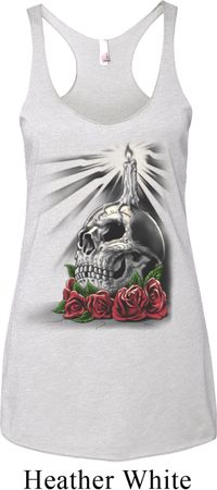 Day of the Dead Candle Skull Ladies Tri Blend Racerback Tank Top