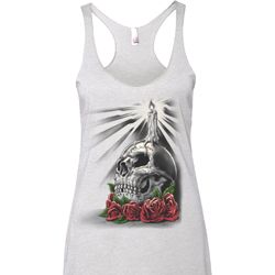Day of the Dead Candle Skull Ladies Tri Blend Racerback Tank Top
