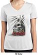 Day of the Dead Candle Skull Ladies White Moisture Wicking V-neck