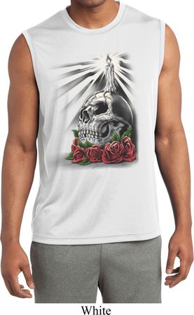 Day of the Dead Candle Skull Mens Sleeveless Moisture Wicking Shirt