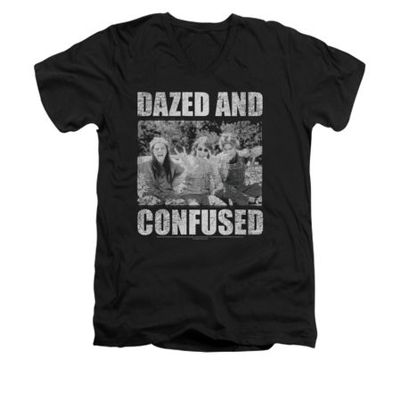 Dazed And Confused Shirt Slim Fit V Neck Rock On Black Tee T-Shirt