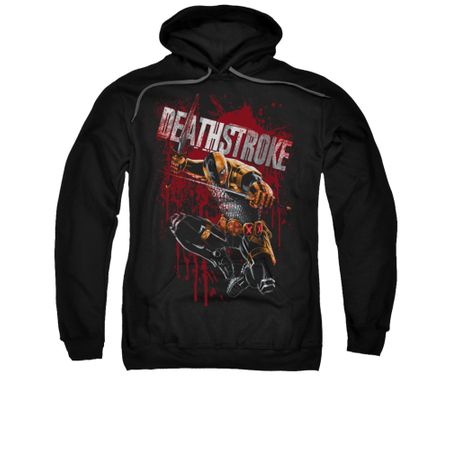 Deathstroke Hoodie Sweatshirt Blood Splattered Black Adult Hoody Sweat Shirt