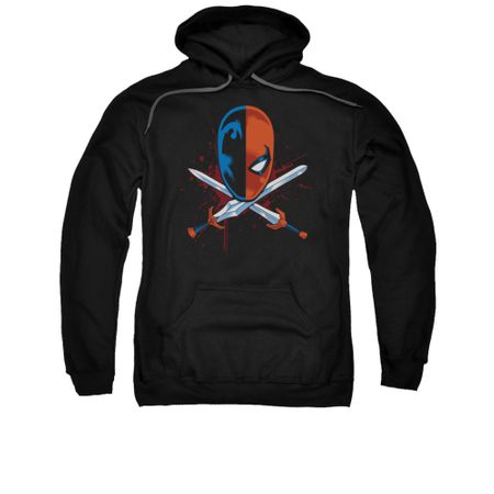 Deathstroke Hoodie Sweatshirt Crossed Swords Black Adult Hoody Sweat Shirt