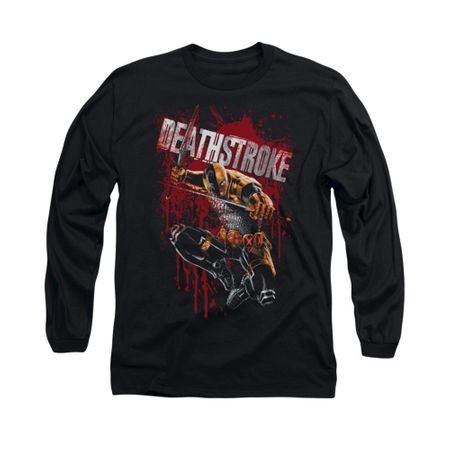 Deathstroke Shirt Blood Splattered Long Sleeve Black Tee T-Shirt