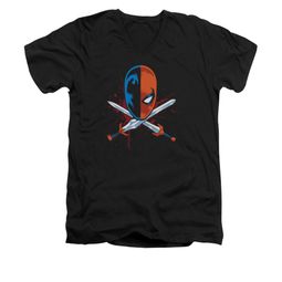 Deathstroke Shirt Crossed Swords Slim Fit V Neck Black Tee T-Shirt