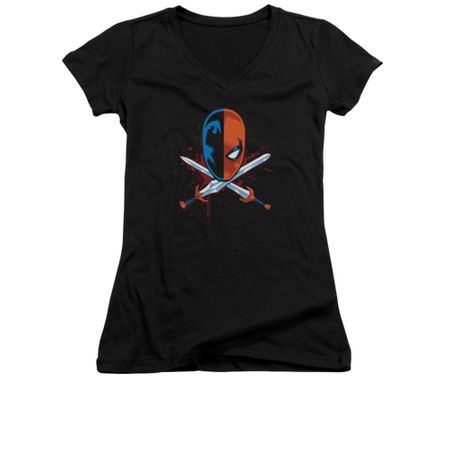 Deathstroke Shirt Juniors V Neck Crossed Swords Black Tee T-Shirt