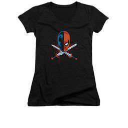 Deathstroke Shirt Juniors V Neck Crossed Swords Black Tee T-Shirt