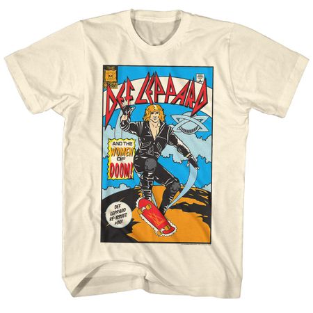 Def Leppard Shirt Comic Cream Tee T-Shirt