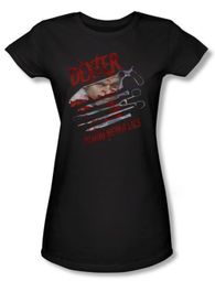 Dexter Juniors Shirt Blood Never Lies Black T-shirt Tee
