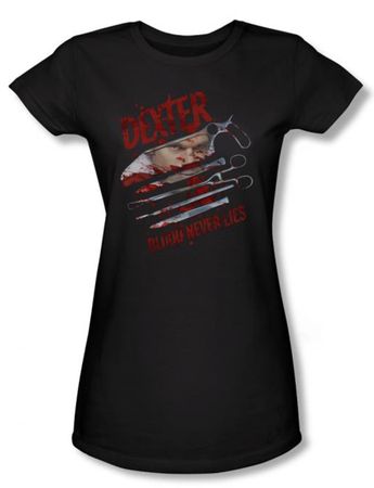 Dexter Juniors Shirt Blood Never Lies Black T-shirt Tee