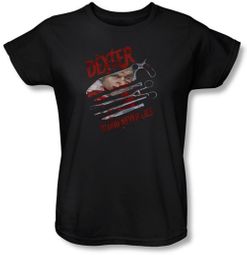 Dexter Ladies Shirt Blood Never Lies Black T-Shirt Tee
