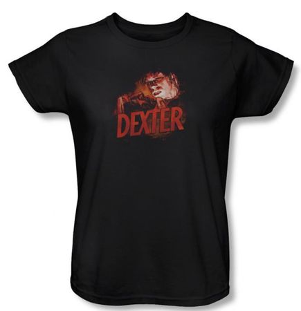 Dexter Ladies Shirt Drawing Black T-Shirt Tee