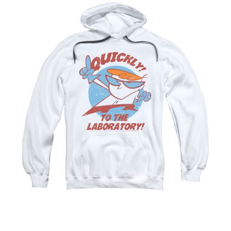 Dexter's Laboratory Hoodie Sweatshirt Quickly White Adult Hoody Sweat Shirt