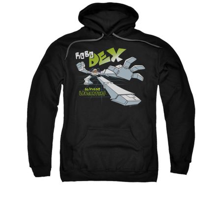 Dexter's Laboratory Hoodie Sweatshirt Robo Dex Black Adult Hoody Sweat Shirt
