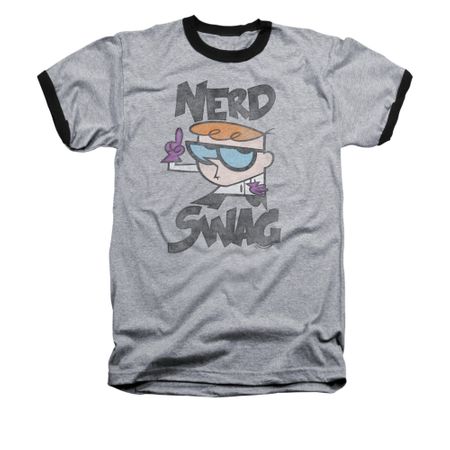 Dexter's Laboratory Ringer Shirt Nerd Swag Adult Heather/Black Tee T-Shirt