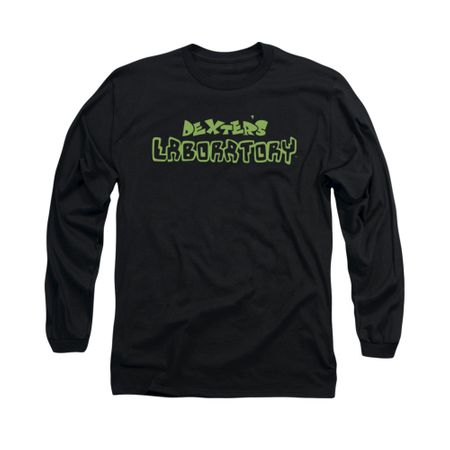 Dexter's Laboratory Shirt Dexter's Logo Long Sleeve Black Tee T-Shirt