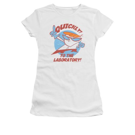 Dexter's Laboratory Shirt Juniors Quickly White Tee T-Shirt