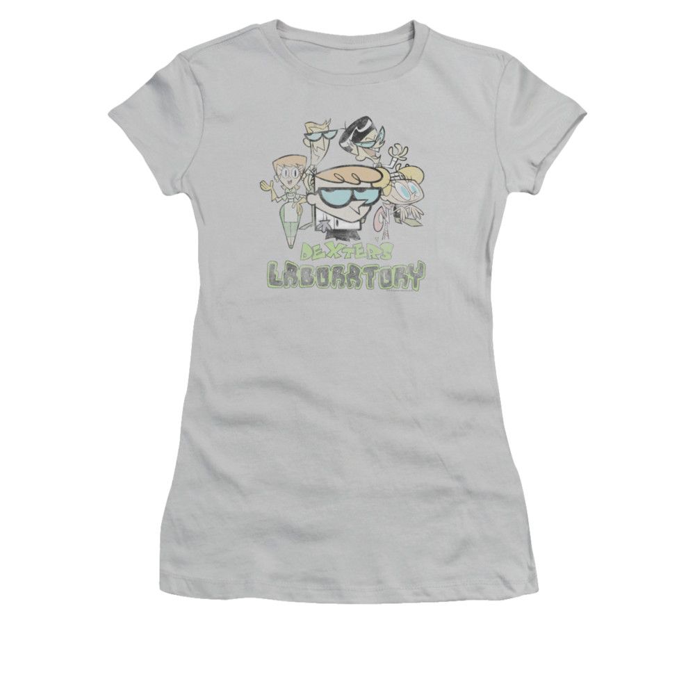 Dexter's Laboratory Shirt Juniors Vintage Cast Silver Tee TShirt