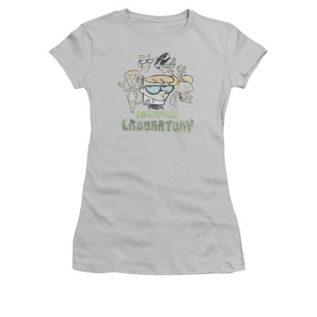 Dexter's Laboratory Shirt Juniors Vintage Cast Silver Tee T-Shirt