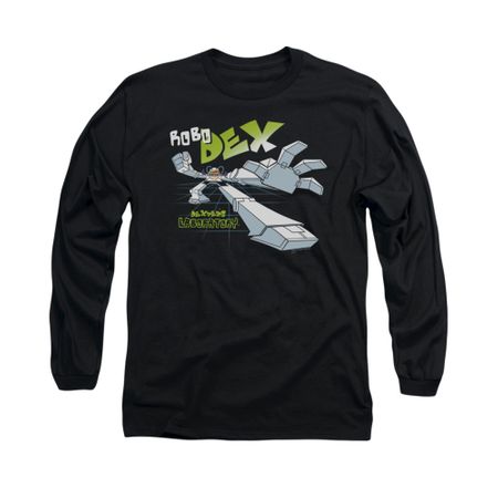 Dexter's Laboratory Shirt Long Sleeve Robo Dex Black Tee T-Shirt