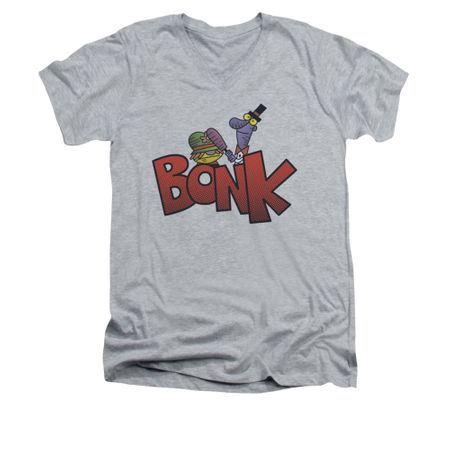 Dexter's Laboratory Shirt Slim Fit V Neck Bonk Athletic Heather Tee T-Shirt
