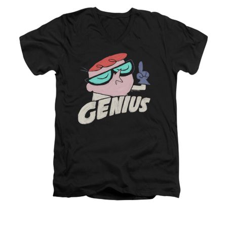 Dexter's Laboratory Shirt Slim Fit V Neck Genius Black Tee T-Shirt