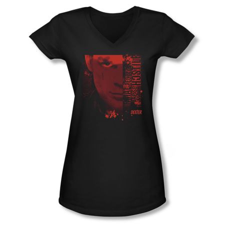 Dexter Shirt Juniors V Neck Normal Black T-Shirt