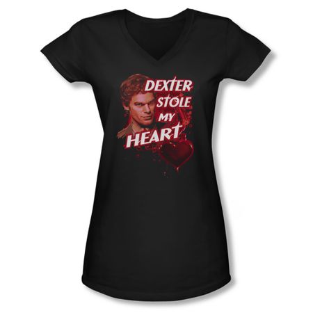 Dexter Shirt Juniors V Neck Stole My Heart Black T-Shirt