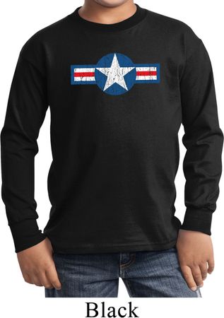Distressed Air Force Star Kids Long Sleeve Shirt