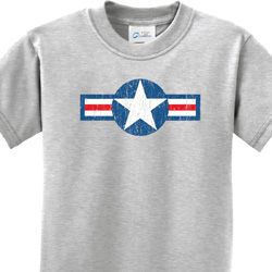 Distressed Air Force Star Kids Shirt