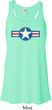 Distressed Air Force Star Ladies Flowy Racerback Tanktop