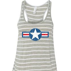 Distressed Air Force Star Ladies Flowy Racerback Tanktop