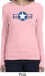 Distressed Air Force Star Ladies Long Sleeve Shirt