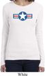 Distressed Air Force Star Ladies Long Sleeve Shirt