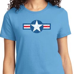 Distressed Air Force Star Ladies Shirt