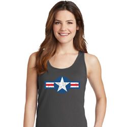 Distressed Air Force Star Ladies Tank Top