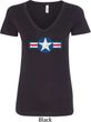 Distressed Air Force Star Ladies V-Neck Shirt