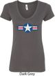 Distressed Air Force Star Ladies V-Neck Shirt
