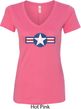 Distressed Air Force Star Ladies V-Neck Shirt