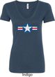 Distressed Air Force Star Ladies V-Neck Shirt