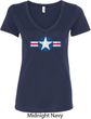 Distressed Air Force Star Ladies V-Neck Shirt