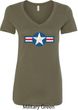 Distressed Air Force Star Ladies V-Neck Shirt