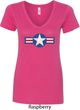 Distressed Air Force Star Ladies V-Neck Shirt