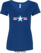 Distressed Air Force Star Ladies V-Neck Shirt