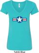 Distressed Air Force Star Ladies V-Neck Shirt